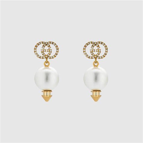 gucci interlocking g earrings with pearl